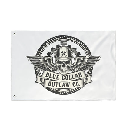 Blue Collar Outlaw | Skull and Wings Flag | Double-Sided Flag