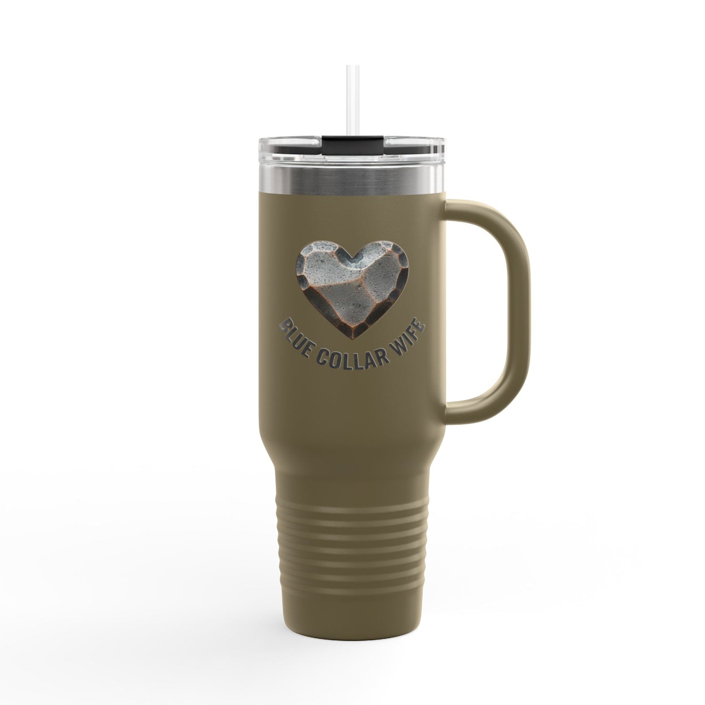 Blue Collar Outlaw | Blue Collar Wife Heart Design Travel Mug | 40oz Insulated Tumbler