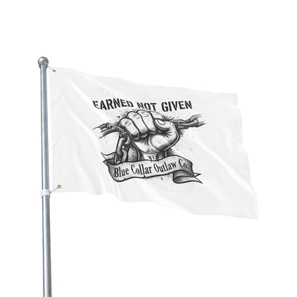 Blue Collar Outlaw | Earned Not Given Flag | Double-Sided Garden Flag