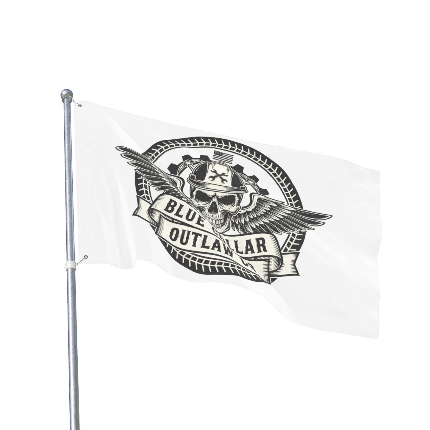 Blue Collar Outlaw | Skull and Wings Flag | Double-Sided Flag