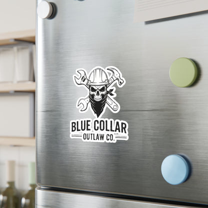 Blue Collar Outlaw | Skull Wrench logo Sticker | Kiss-Cut Vinyl Decal