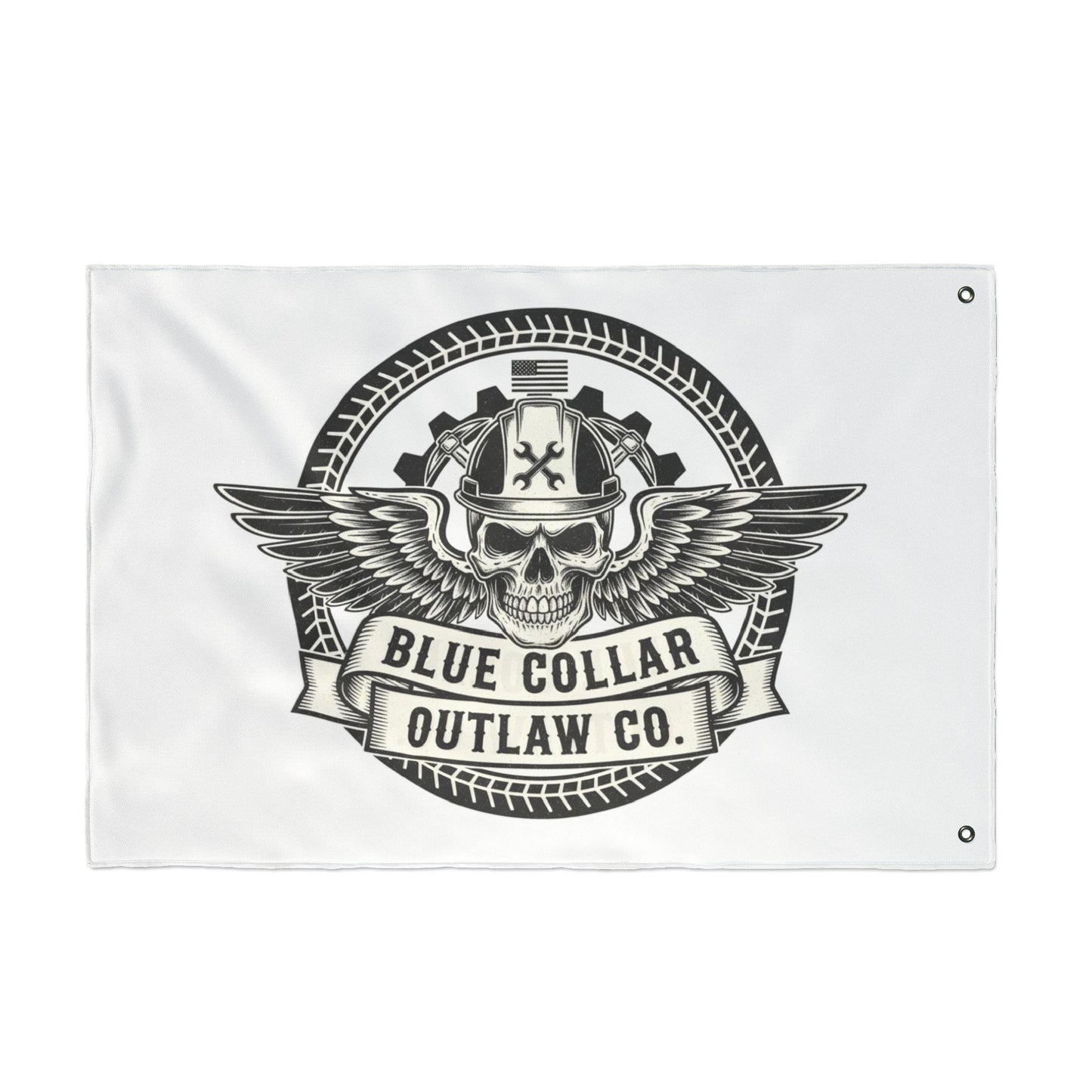 Blue Collar Outlaw | Skull and Wings Flag | Double-Sided Flag