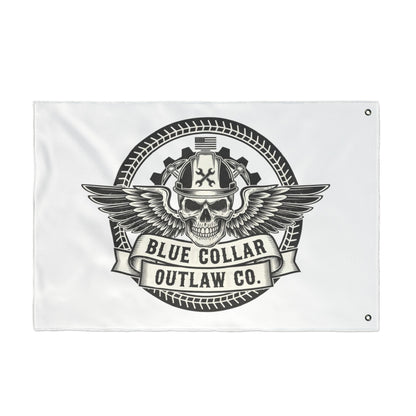 Blue Collar Outlaw | Skull and Wings Flag | Double-Sided Flag