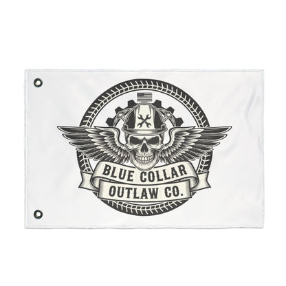 Blue Collar Outlaw | Skull and Wings Flag | Double-Sided Flag