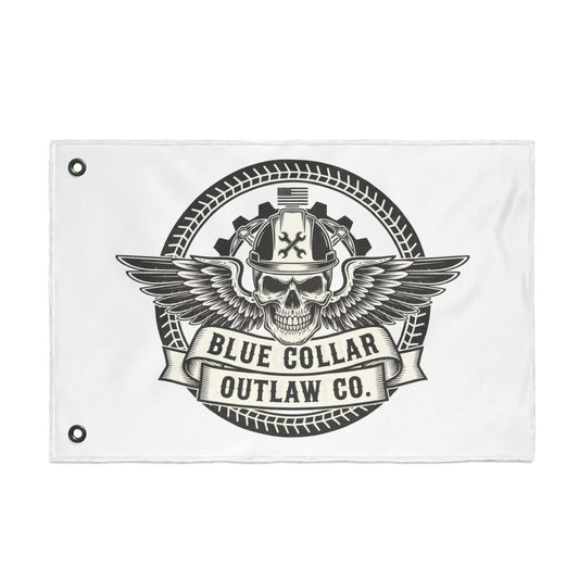 Blue Collar Outlaw | Skull and Wings Flag | Double-Sided Flag