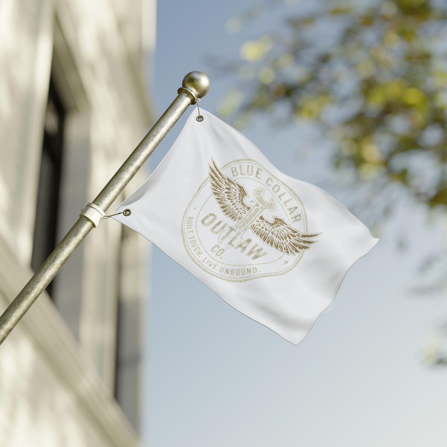 Blue Collar Outlaw | Wrench and Wings Flag | Double-Sided Garden Flag