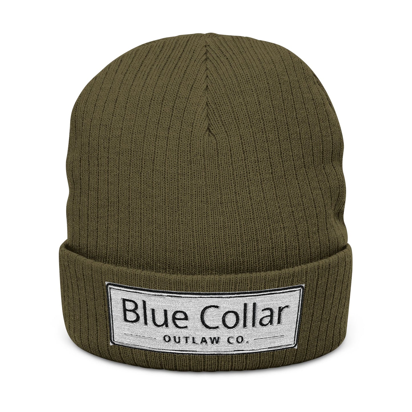 Blue Collar Outlaw | Blue Collar Patch Ribbed Knit Beanie