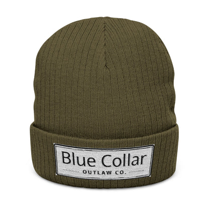 Blue Collar Outlaw | Blue Collar Patch Ribbed Knit Beanie
