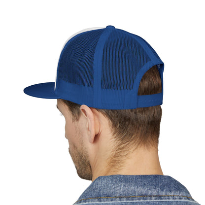 Blue Collar Outlaw | Skull Patch Trucker Cap | Embroidered 5-Panel Mesh Hat