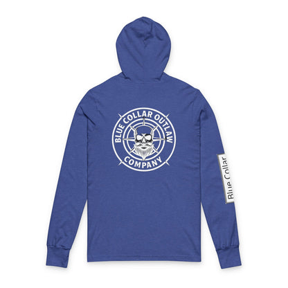 Blue Collar Outlaw | Skull Logo Long Sleeve Hooded Tee