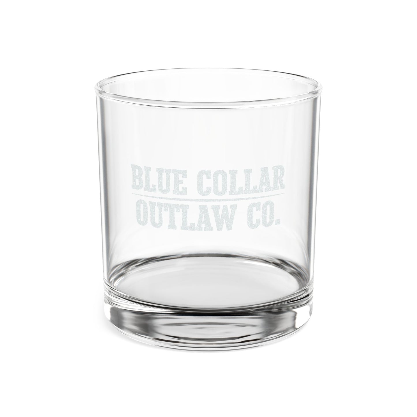 Blue Collar Outlaw | Blue Collar Outlaw Logo Whiskey Glass | Engraved 10.5oz Rocks Glass