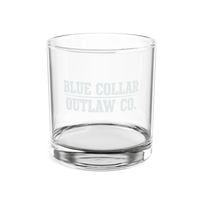 Blue Collar Outlaw | Blue Collar Outlaw Logo Whiskey Glass | Engraved 10.5oz Rocks Glass