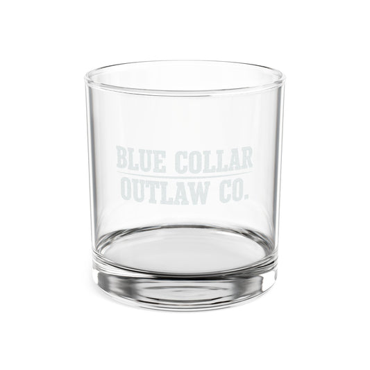 Blue Collar Outlaw | Blue Collar Outlaw Logo Whiskey Glass | Engraved 10.5oz Rocks Glass
