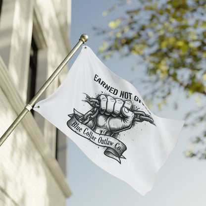 Blue Collar Outlaw | Earned Not Given Flag | Double-Sided Garden Flag