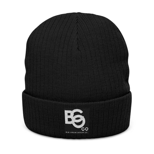 Blue Collar Outlaw | Blue Collar Patch Ribbed Knit Beanie