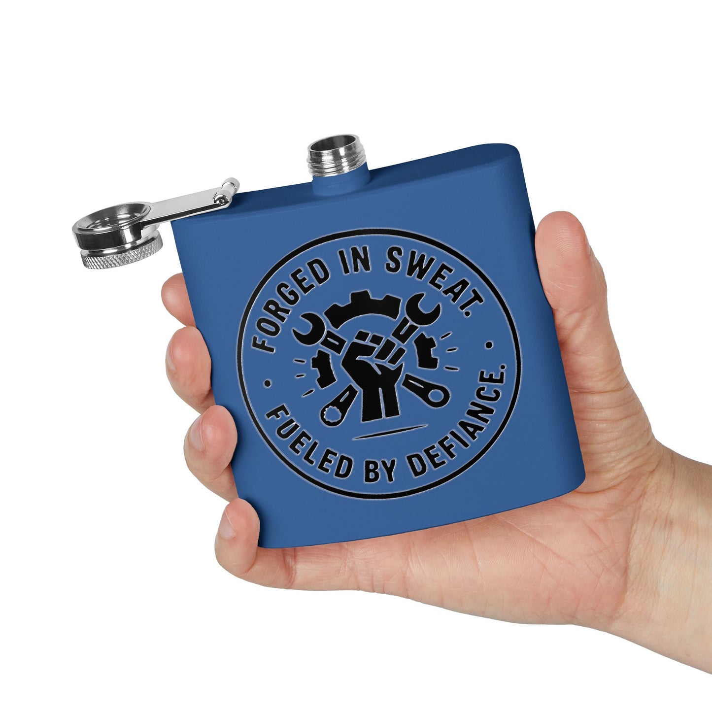 Blue Collar Outlaw | Forged in Sweat Fueled by Defiance Flask