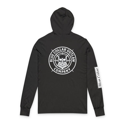 Blue Collar Outlaw | Skull Logo Long Sleeve Hooded Tee