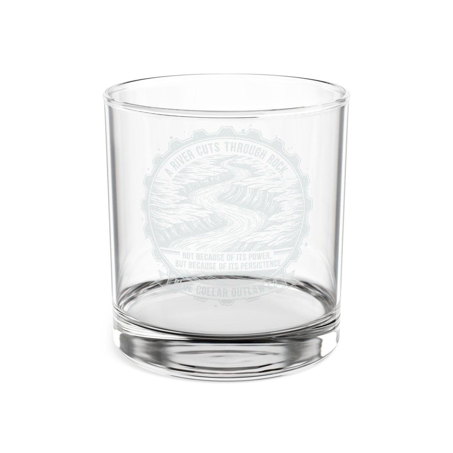 Blue Collar Outlaw | Persistence Whiskey Glass | Engraved 10.5oz Rocks Glass