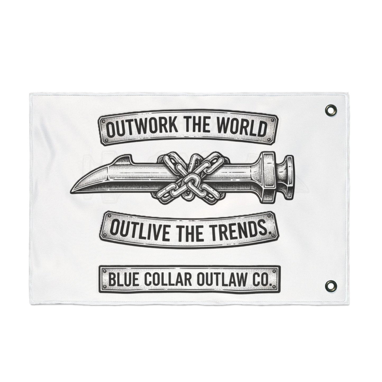 Blue Collar Outlaw | Outwork the World Flag | Double-Sided Garden Flag