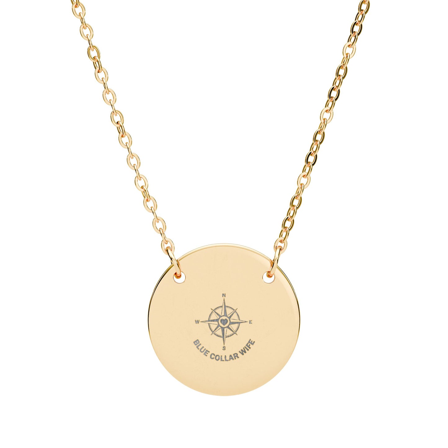 Blue Collar Outlaw | Blue Collar Compass Engraved Circle Necklace