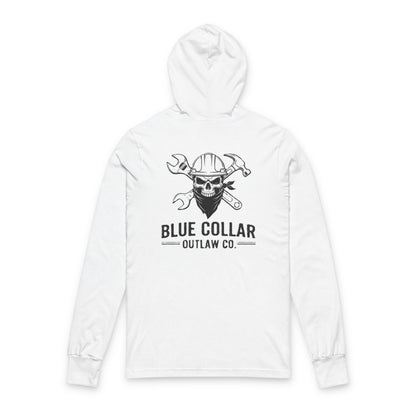Blue Collar Outlaw |  Skull With Wrenches Hooded Long Sleeve Tee