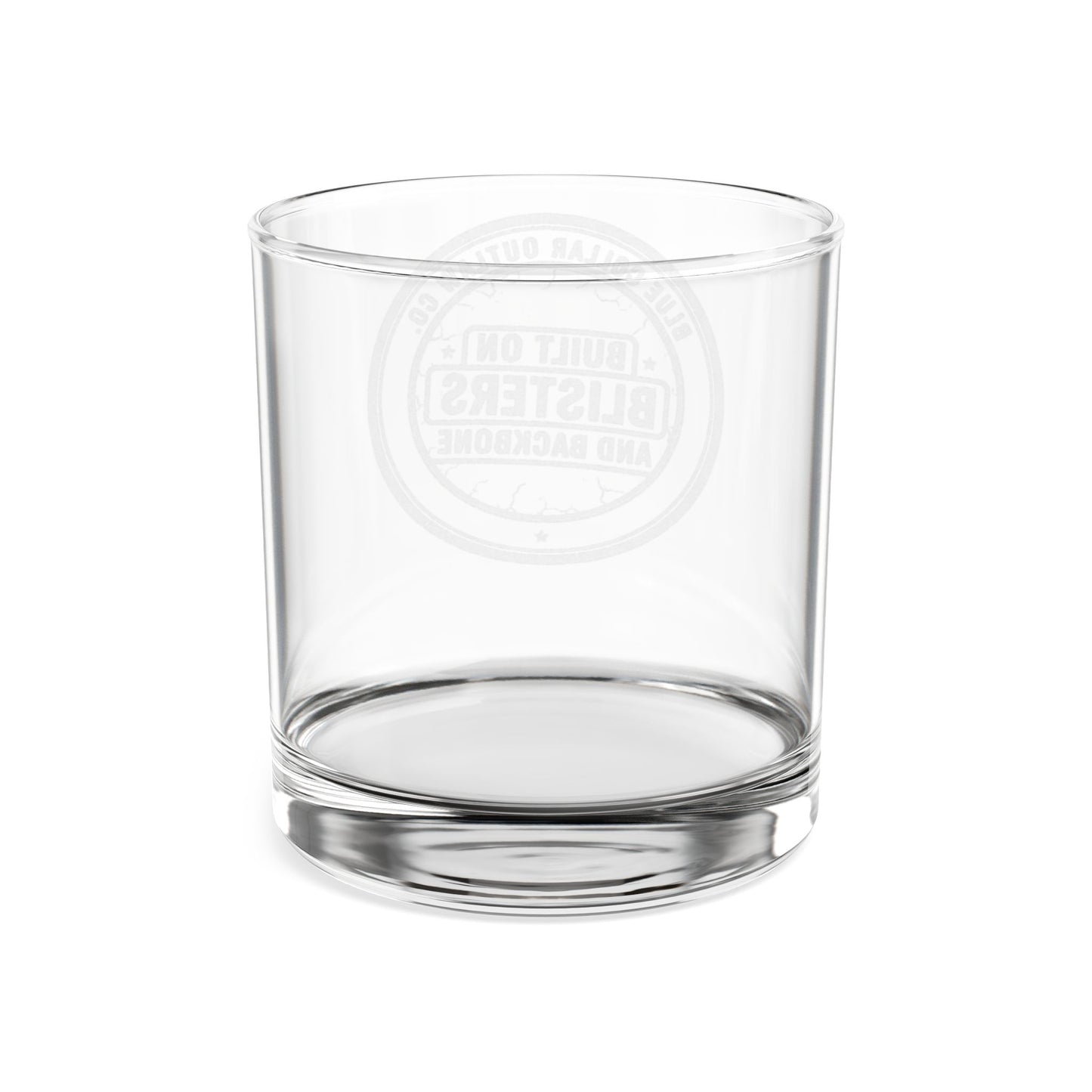 Blue Collar Outlaw | Blisters and Backbone Whiskey Glass | Engraved 10.5oz Rocks Glass