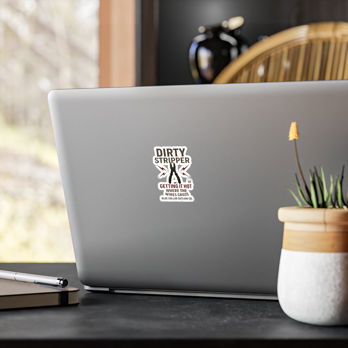 Blue Collar Outlaw | Dirty Stripper Vinyl Sticker | Electrician Tools Decal