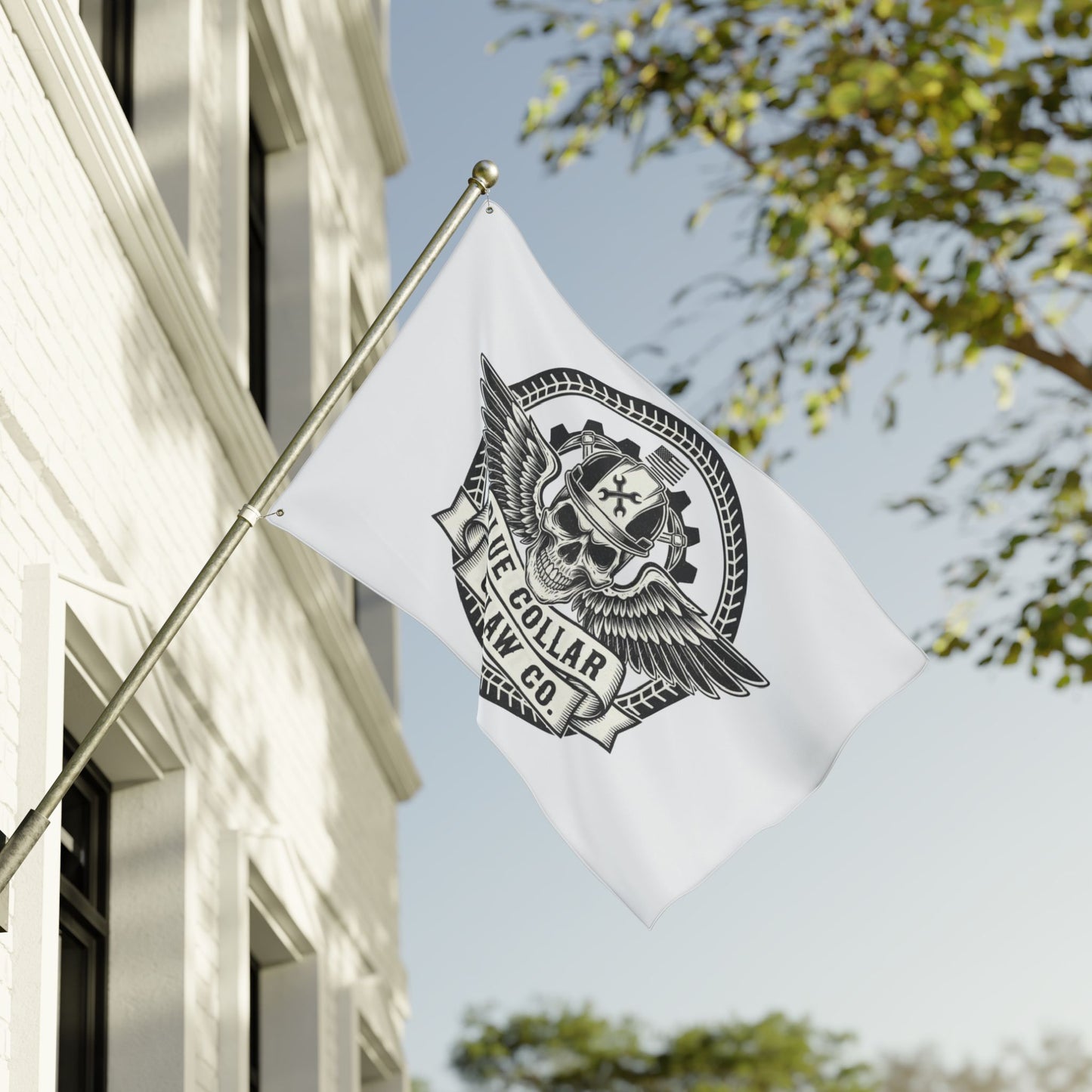 Blue Collar Outlaw | Skull and Wings Flag | Double-Sided Flag
