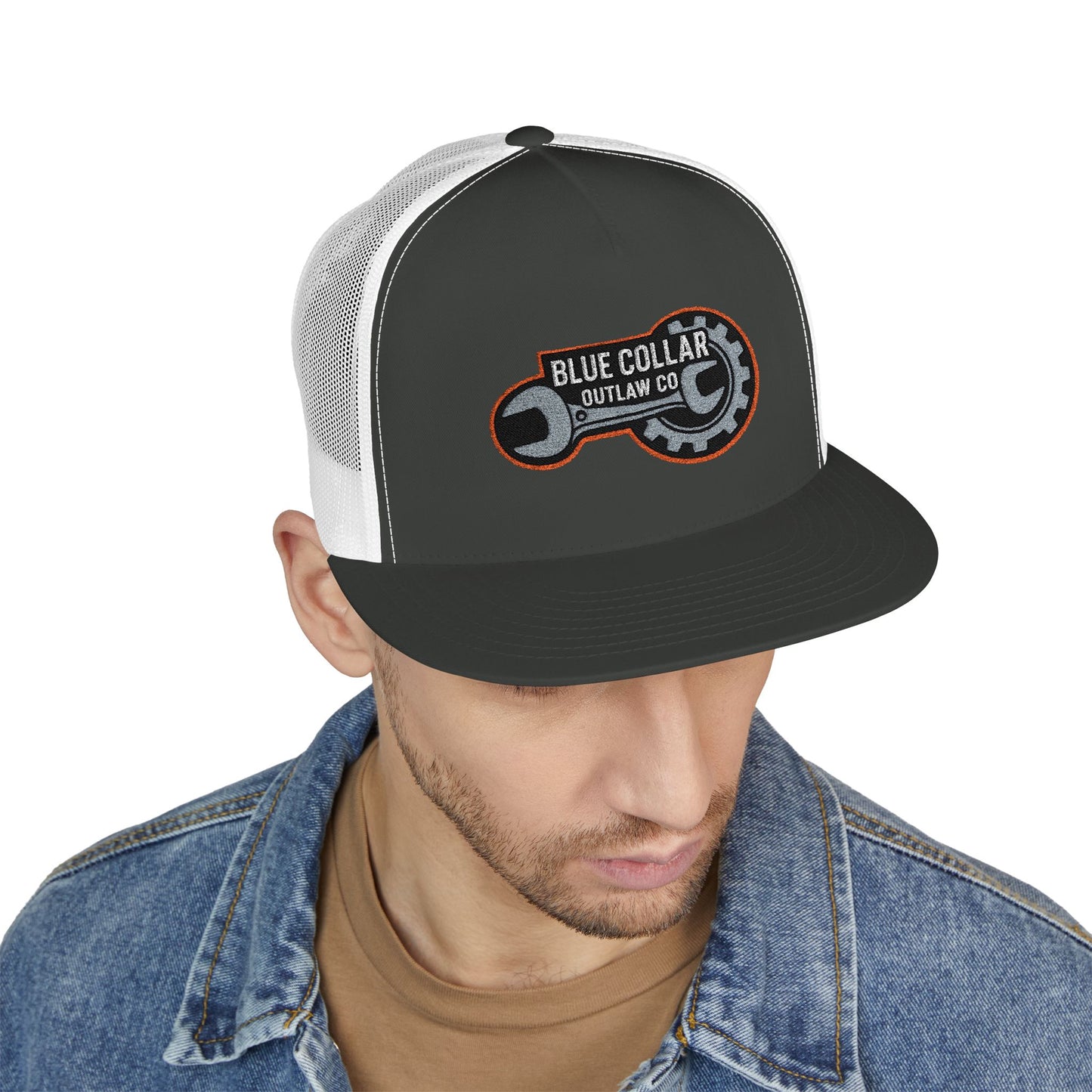 Blue Collar Outlaw | Wrench and Gear Trucker Cap