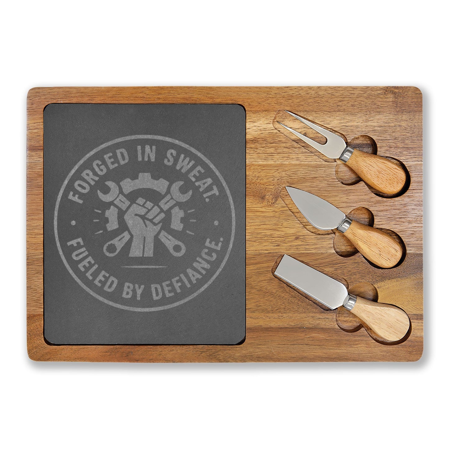 Blue Collar Outlaw | Forged in Sweat Fueled by Defiance Charcuterie Board