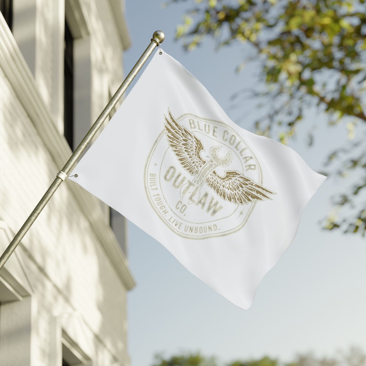 Blue Collar Outlaw | Wrench and Wings Flag | Double-Sided Garden Flag