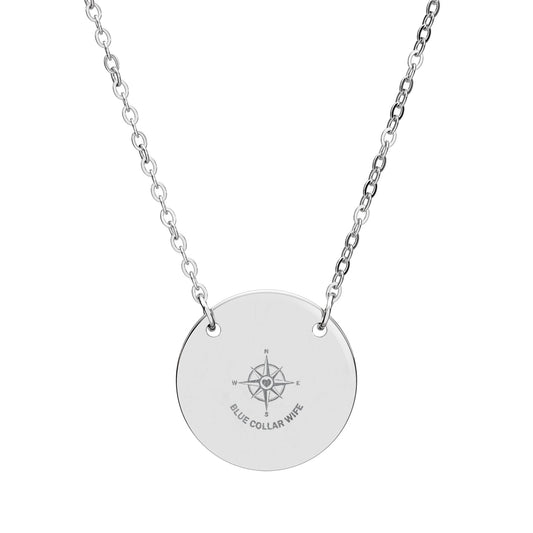 Blue Collar Outlaw | Blue Collar Compass Engraved Circle Necklace