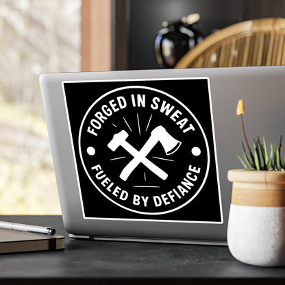 Blue Collar Outlaw | Forged in Sweat Fueled by Defiance Sticker | Vinyl Kiss-Cut
