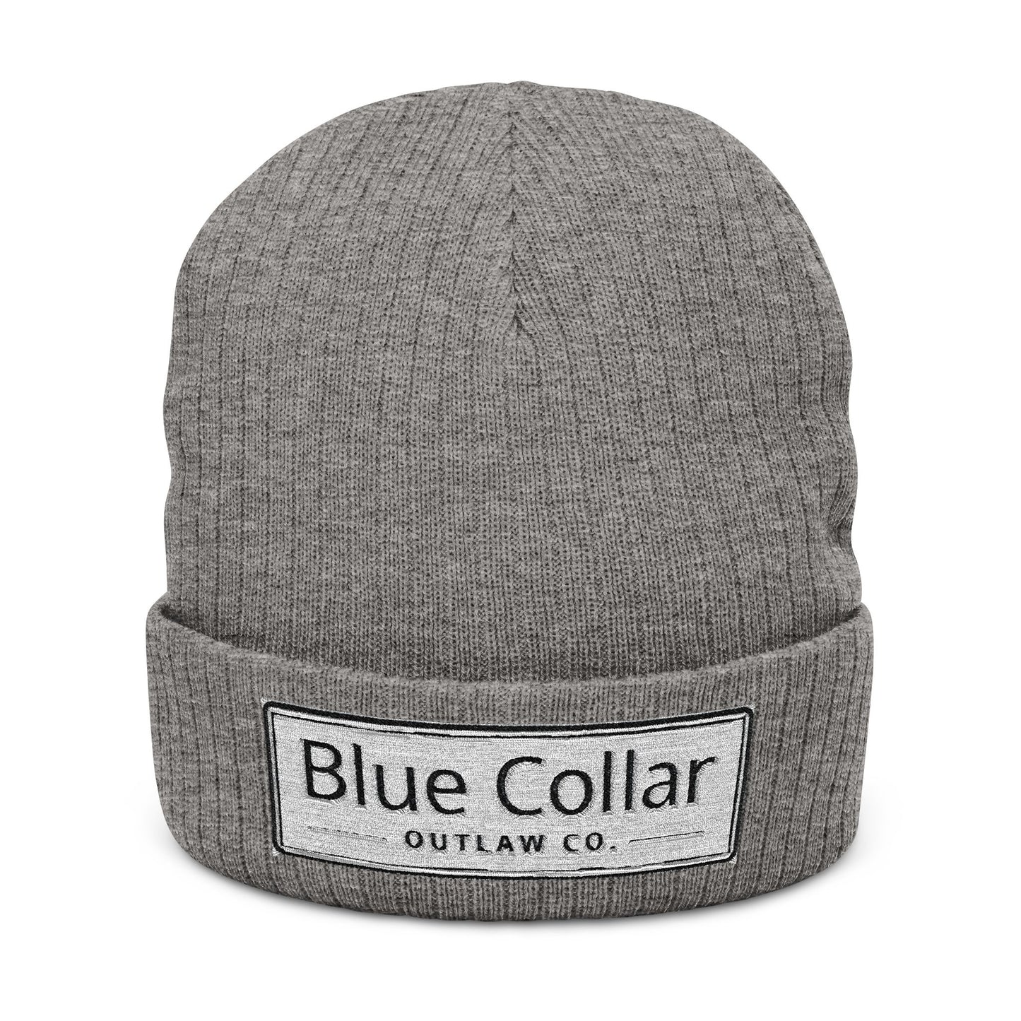 Blue Collar Outlaw | Blue Collar Patch Ribbed Knit Beanie
