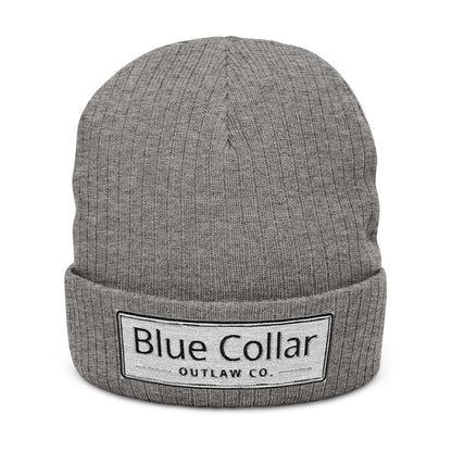 Blue Collar Outlaw | Blue Collar Patch Ribbed Knit Beanie