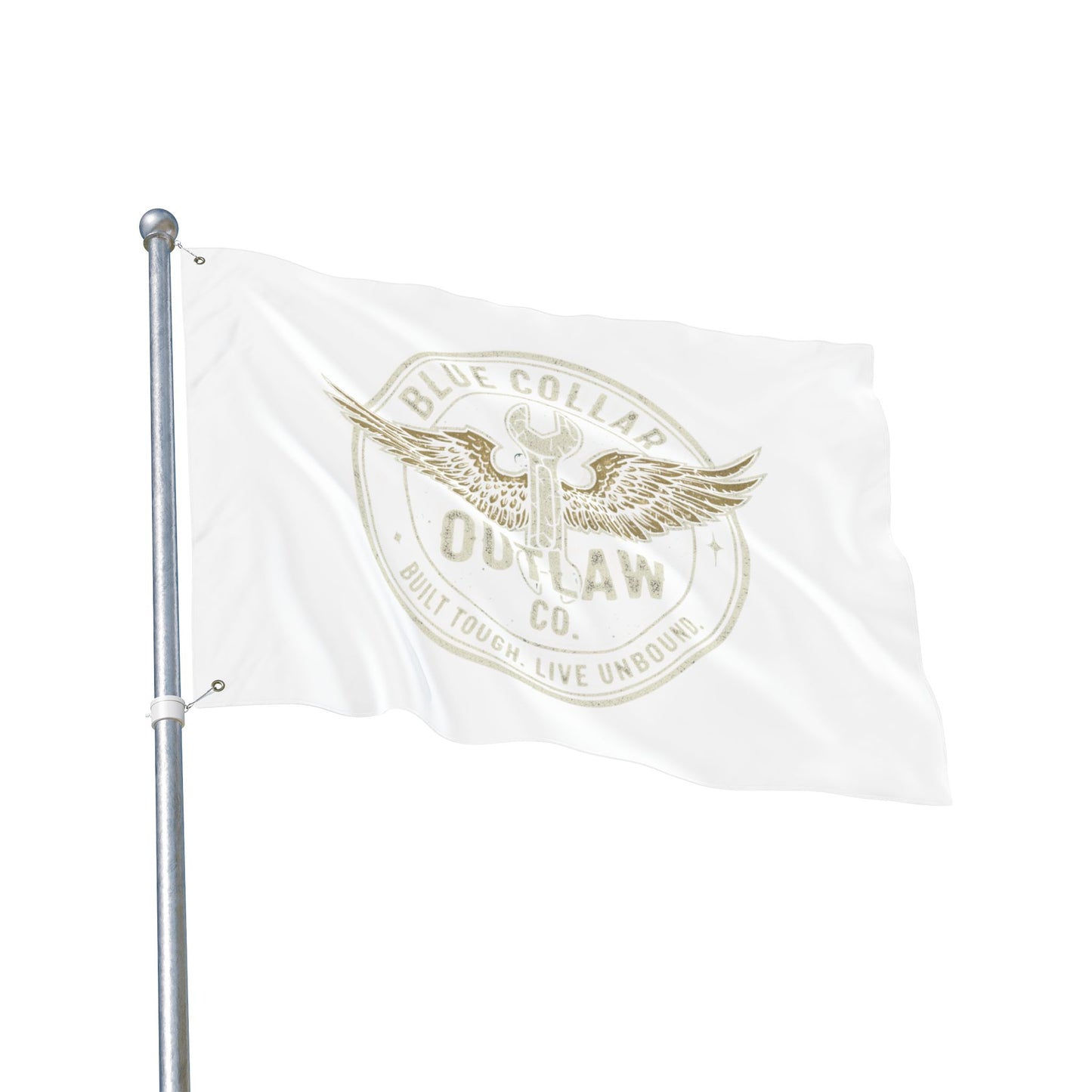 Blue Collar Outlaw | Wrench and Wings Flag | Double-Sided Garden Flag