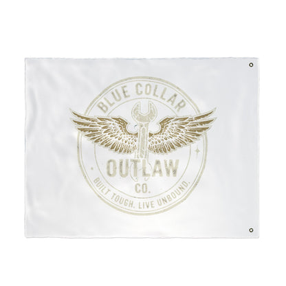 Blue Collar Outlaw | Wrench and Wings Flag | Double-Sided Garden Flag