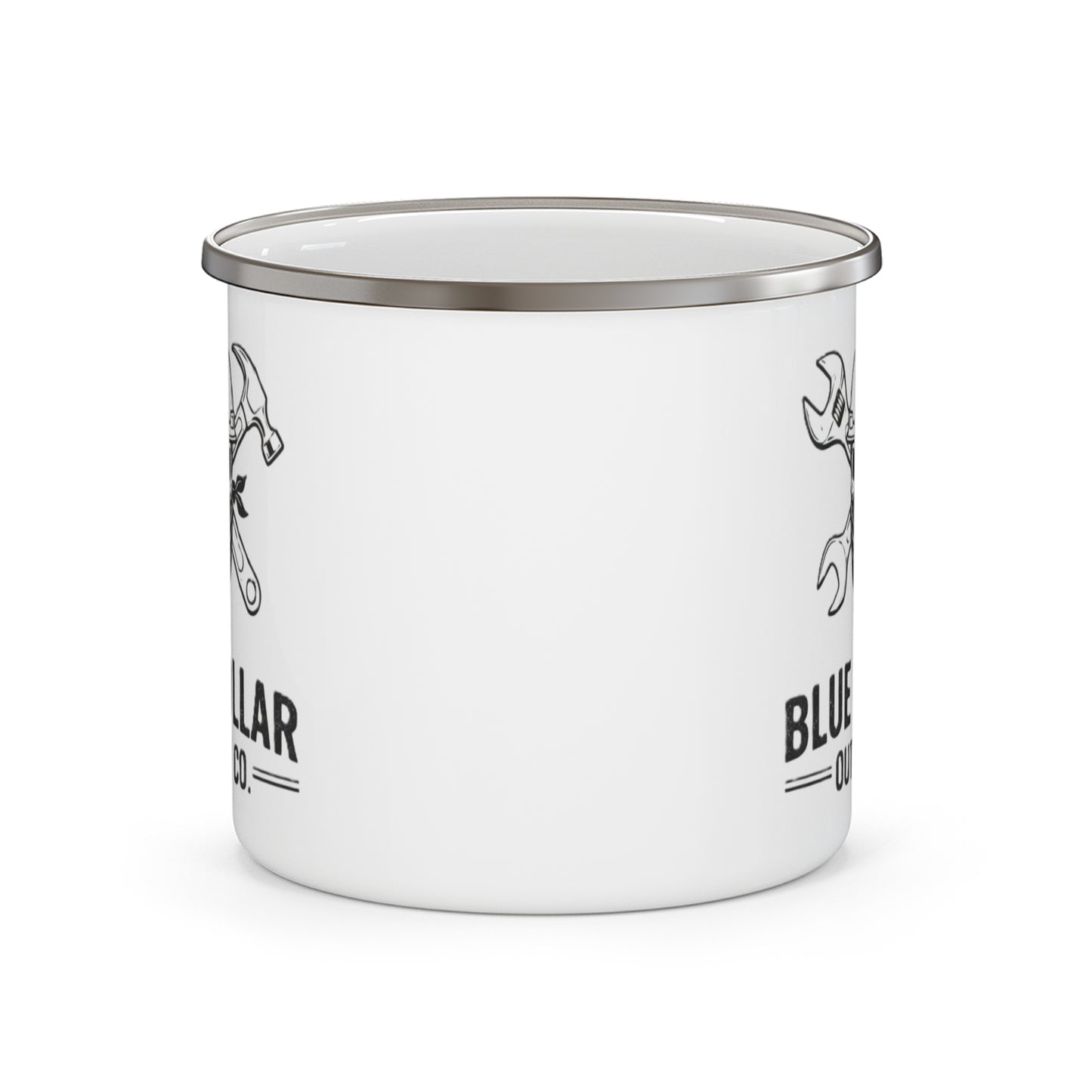 Blue Collar Outlaw | Skull and Wrench Enamel Camping Mug