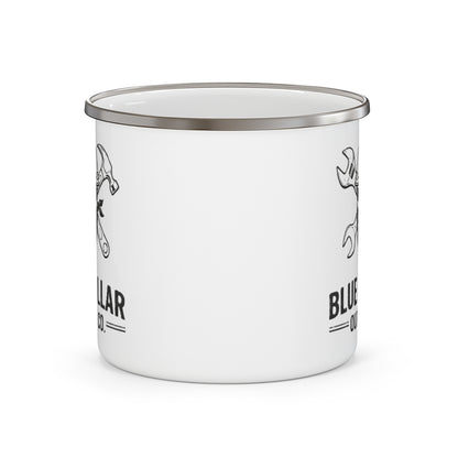 Blue Collar Outlaw | Skull and Wrench Enamel Camping Mug