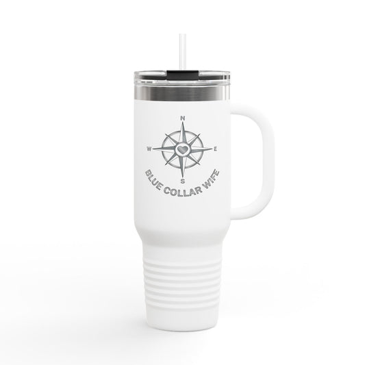 Blue Collar Outlaw | Compass Logo Blue Collar Wife Travel Mug | 40oz Insulated Tumbler