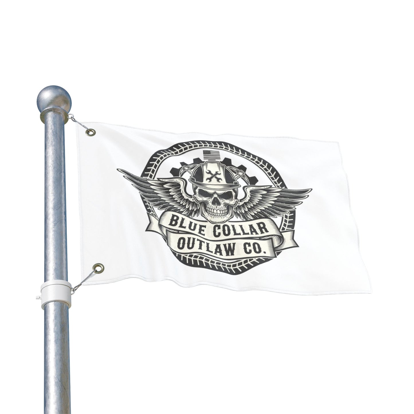 Blue Collar Outlaw | Skull and Wings Flag | Double-Sided Flag