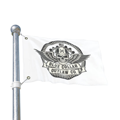 Blue Collar Outlaw | Skull and Wings Flag | Double-Sided Flag