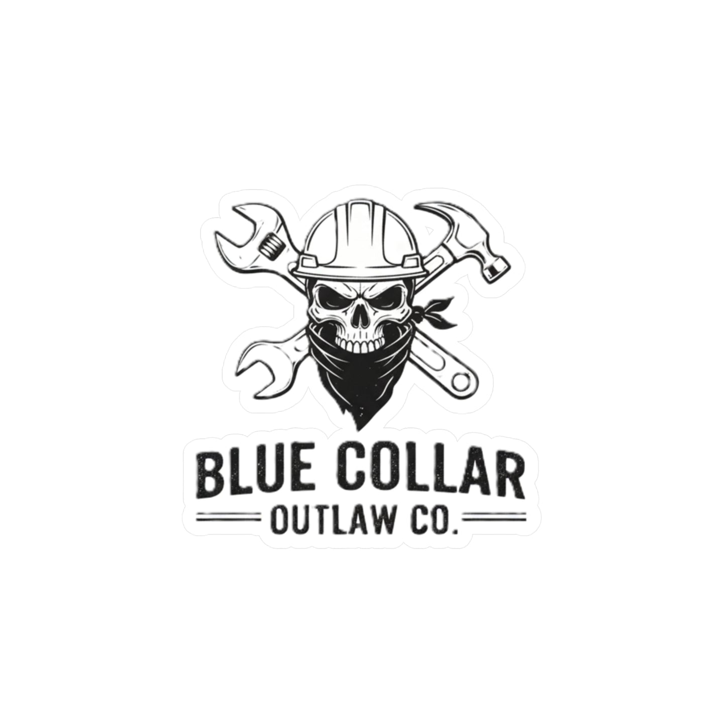 Blue Collar Outlaw | Skull Wrench logo Sticker | Kiss-Cut Vinyl Decal