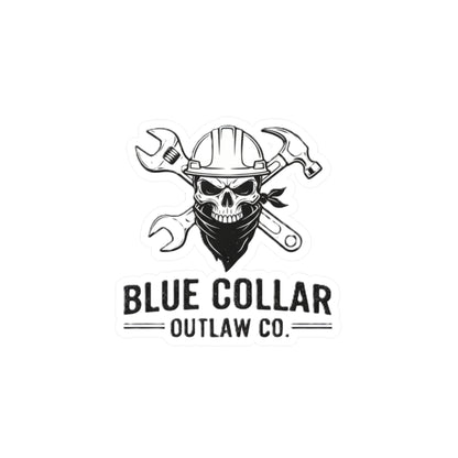 Blue Collar Outlaw | Skull Wrench logo Sticker | Kiss-Cut Vinyl Decal