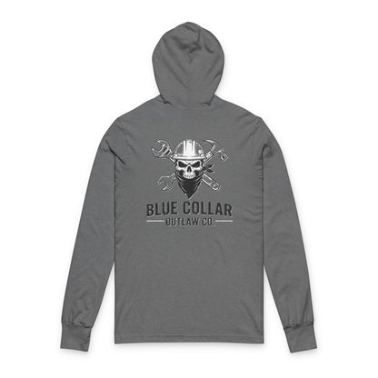 Blue Collar Outlaw |  Skull With Wrenches Hooded Long Sleeve Tee