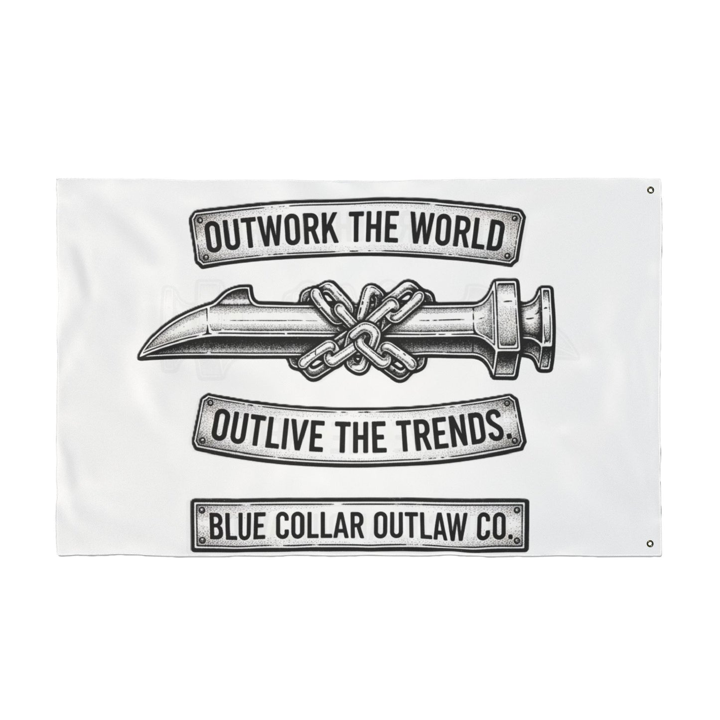 Blue Collar Outlaw | Outwork the World Flag | Double-Sided Garden Flag
