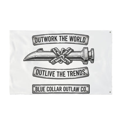 Blue Collar Outlaw | Outwork the World Flag | Double-Sided Garden Flag