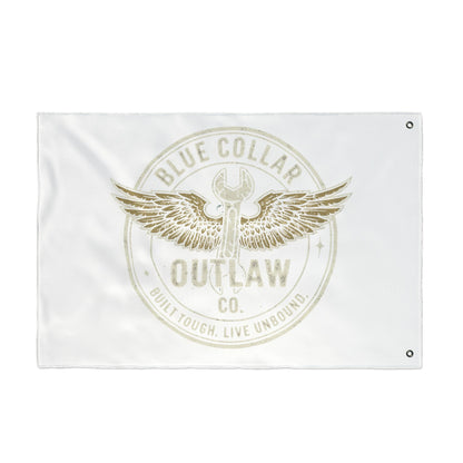 Blue Collar Outlaw | Wrench and Wings Flag | Double-Sided Garden Flag