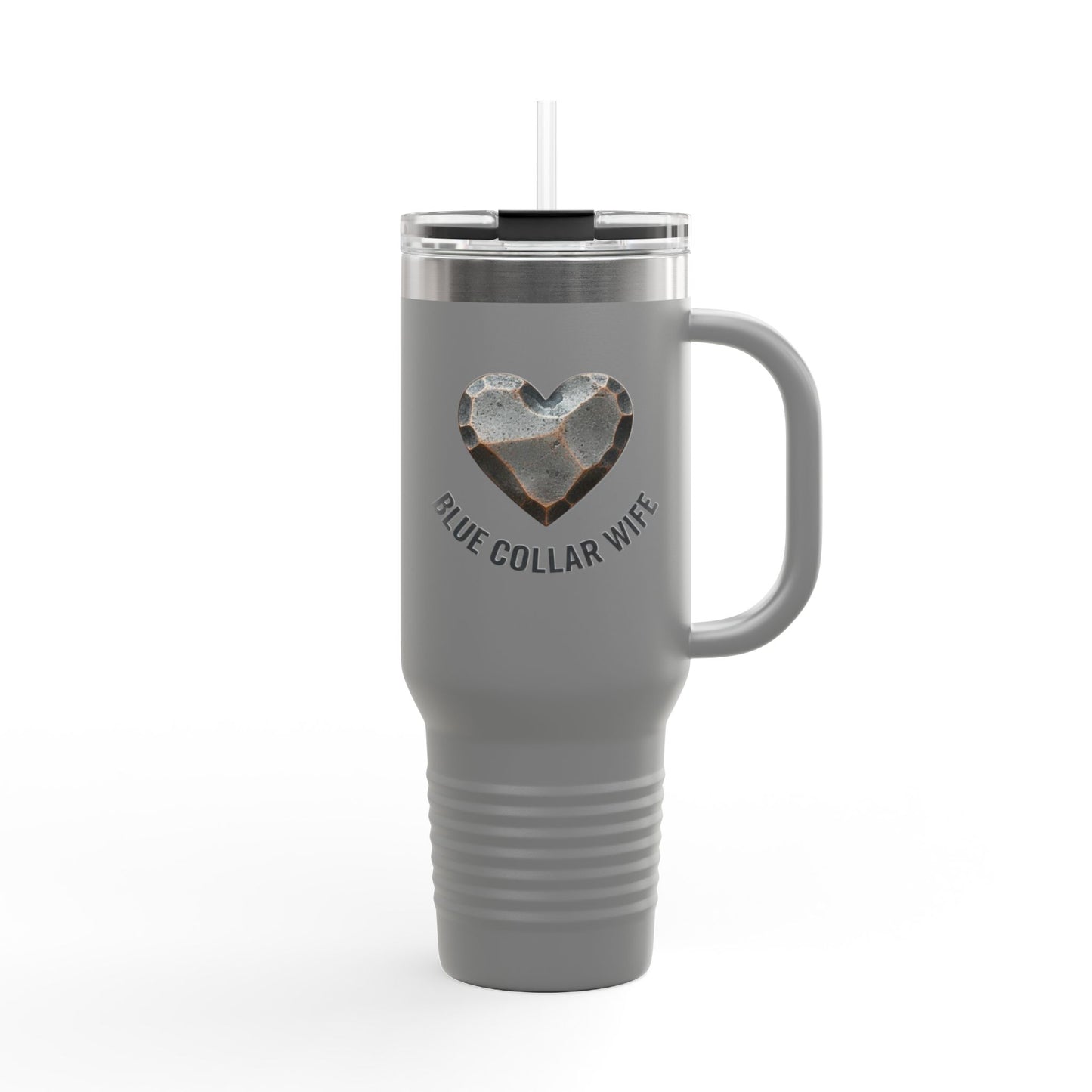 Blue Collar Outlaw | Blue Collar Wife Heart Design Travel Mug | 40oz Insulated Tumbler