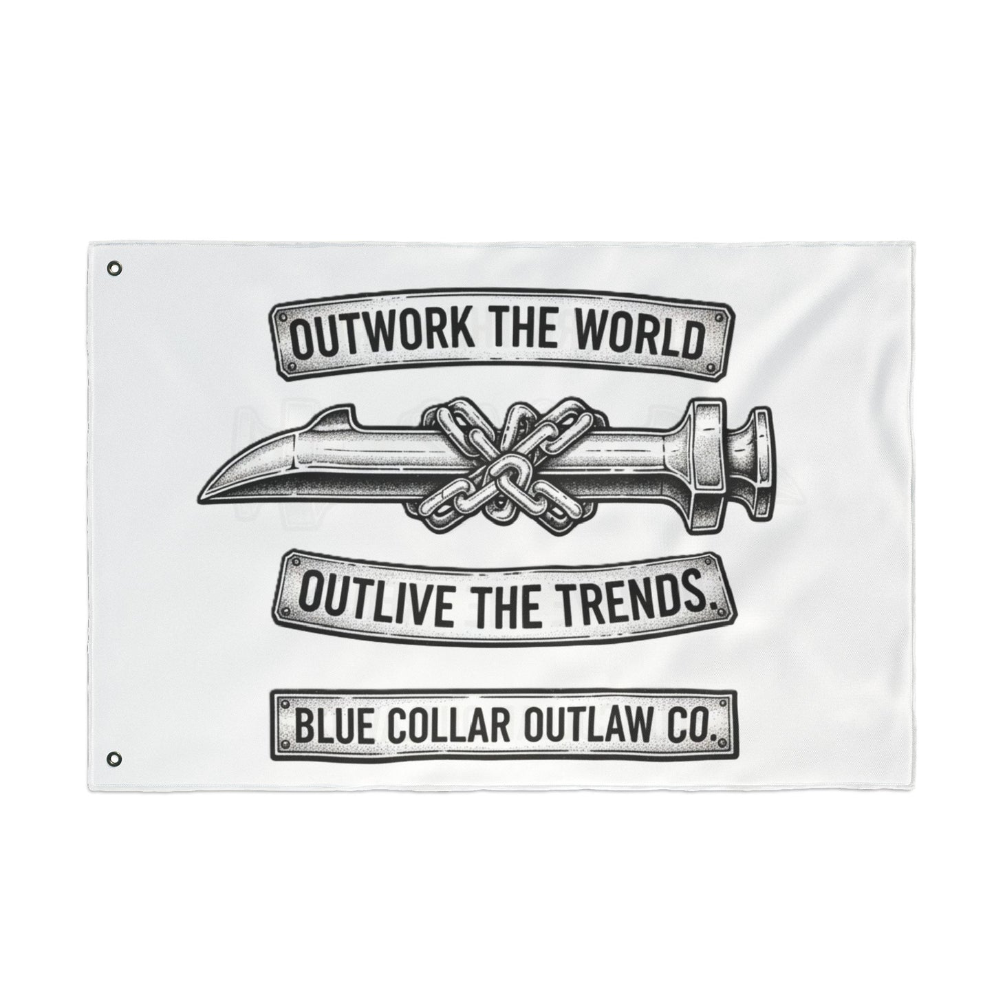 Blue Collar Outlaw | Outwork the World Flag | Double-Sided Garden Flag